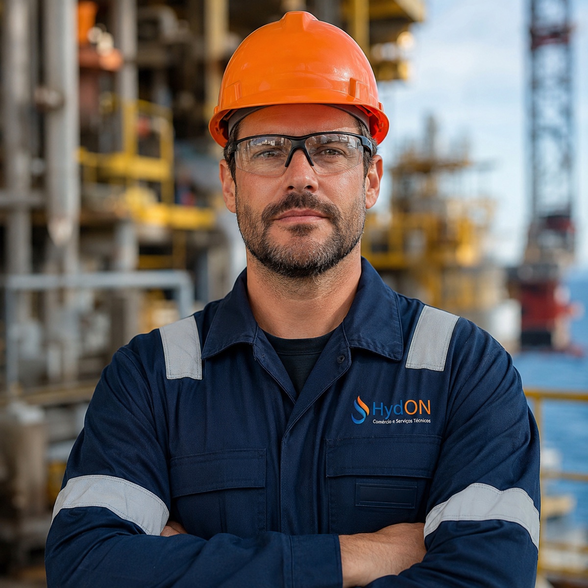 Profissional técnico HydON em plataforma offshore